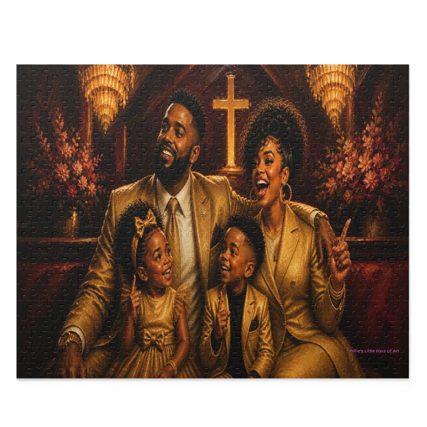 Blessed, Matching & Highly Favored — Black Family Church Puzzle  | (120, 252, 500-Piece)