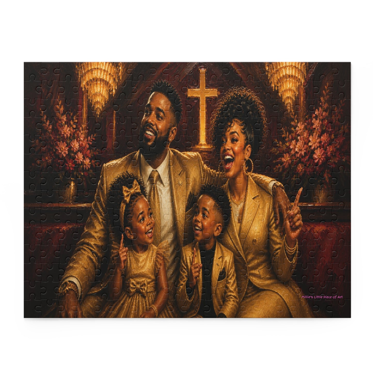 Blessed, Matching & Highly Favored — Black Family Church Puzzle  | (120, 252, 500-Piece)