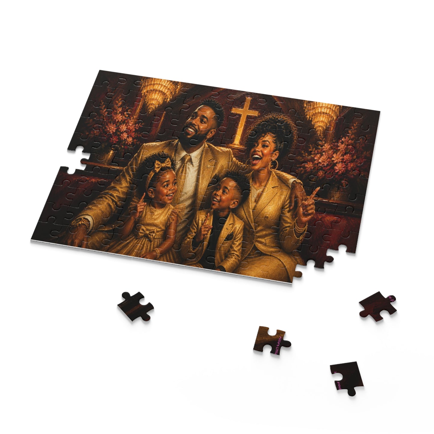 Blessed, Matching & Highly Favored — Black Family Church Puzzle  | (120, 252, 500-Piece)
