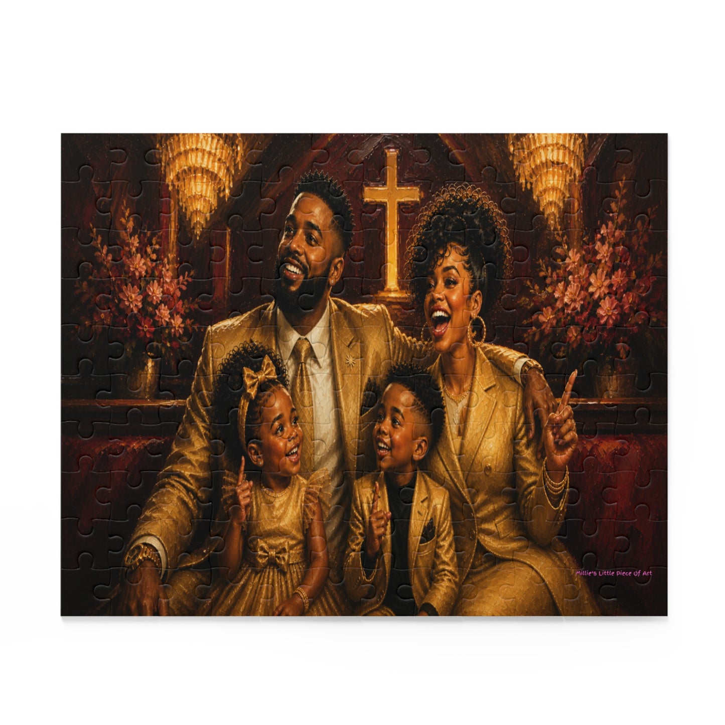Blessed, Matching & Highly Favored — Black Family Church Puzzle  | (120, 252, 500-Piece)