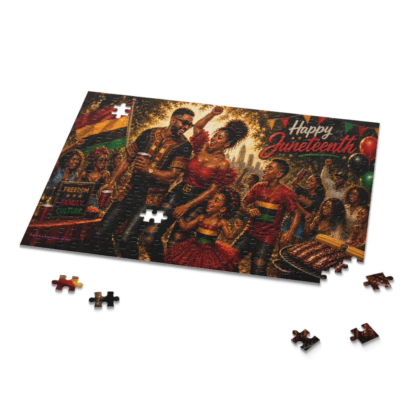 Juneteenth Puzzle — Freedom, Family & Culture | Black Art by Millie's Little Piece of Art 120/252/500-Piece