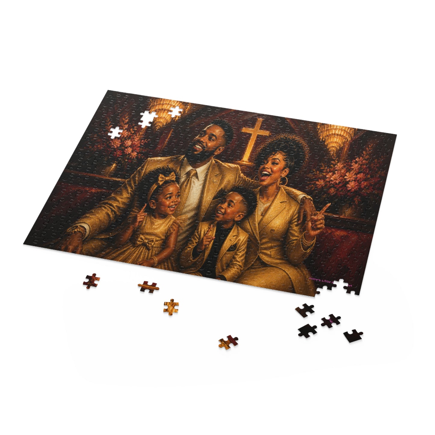Blessed, Matching & Highly Favored — Black Family Church Puzzle  | (120, 252, 500-Piece)