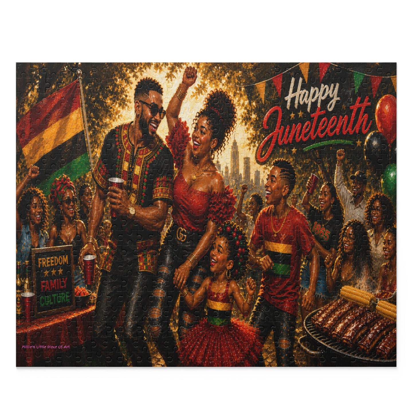 Juneteenth Puzzle — Freedom, Family & Culture | Black Art by Millie's Little Piece of Art 120/252/500-Piece