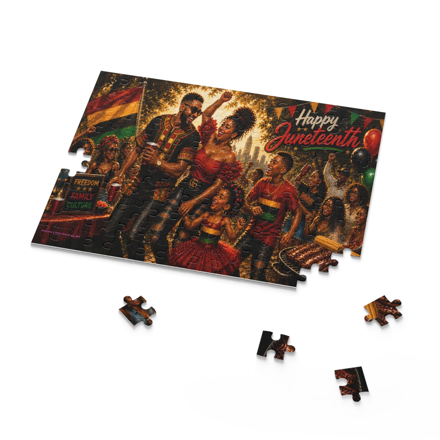 Juneteenth Puzzle — Freedom, Family & Culture | Black Art by Millie's Little Piece of Art 120/252/500-Piece